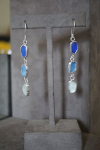 Triple Seaglass Drop Earrings