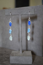 Load image into Gallery viewer, Triple Seaglass Drop Earrings