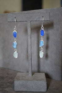 Triple Seaglass Drop Earrings