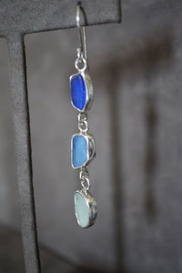 Triple Seaglass Drop Earrings