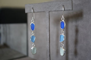 Triple Seaglass Drop Earrings