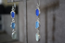 Load image into Gallery viewer, Triple Seaglass Drop Earrings