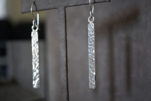 Silver Bar Drop Earrings