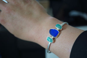 Seaglass and Turquoise Cuff