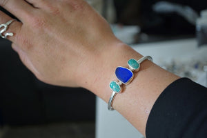 Seaglass and Turquoise Cuff